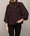 Fate By Lfd Heart Print Ruffle Yoke Detail Bubble Sleeve Blouse In Multi In Multi