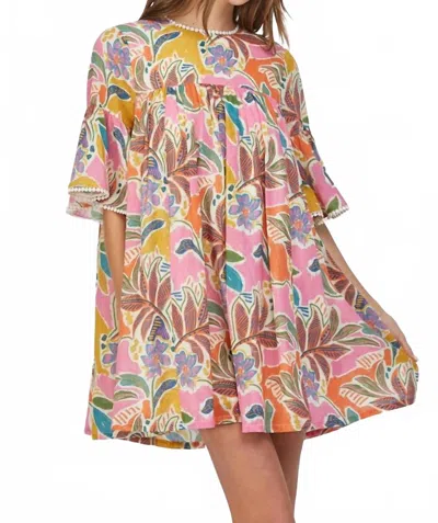 Fate By Lfd Lace Trim Tie Back Swing Dress In Cream Multi