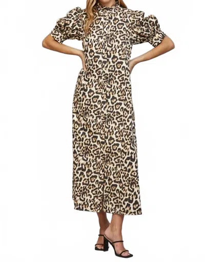 Fate By Lfd Laney Cotton Maxi Dress In Animal Print In Brown