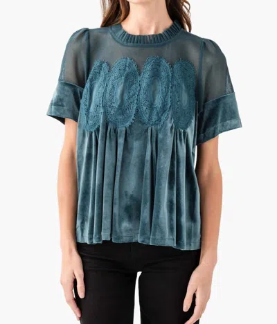 Fate By Lfd Lush Lace Babydoll Top In Teal Green In Blue