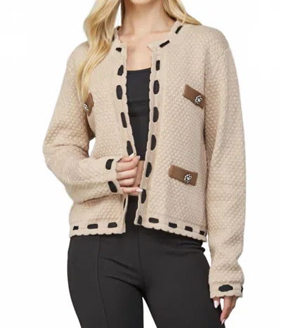 Fate By Lfd Ribbon Trimmed Cardigan In Latte In Neutral