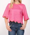 Fate By Lfd Scallop Edge Poppy Top In Pink And Coral In Pink
