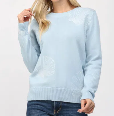 Fate By Lfd Seashell Embroidered Crewneck Sweater In Baby Blue