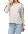 Fate By Lfd Stripe On Sleeve Crew Neck Sweater In Grey Multicolor In Multi