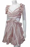 Fate By Lfd Striped Cut Out Ruffle Mini Dress In Brown Multi In Brown