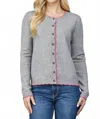 Fate By Lfd Women's Garett Scallop Edge Cardigan Sweater In Heather Grey Pink In Gray