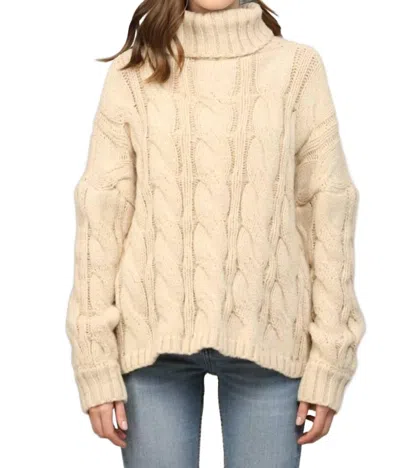 Fate Cable Knit Turtleneck In Beige