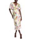 Fate Caftan Sleeve Midi Dress In Neutral