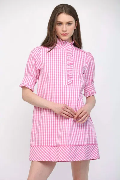 Fate Camilla Ruffle Dress In Pink White In Multi