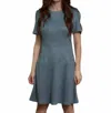 Fate Carmella Suede Dress In Denim Blue In Blue