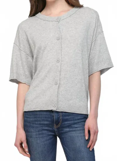 Fate Cashmere Blend Ribbed Neck And Sleeve Buttoned Cardigan In Grey In Gray