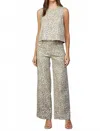 Fate Celina Metallic Animal Print Wide-leg Pants In Beige Multi In Multi
