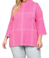 Fate Checker Sweater - Plus In Hot Pink/grey In Multi
