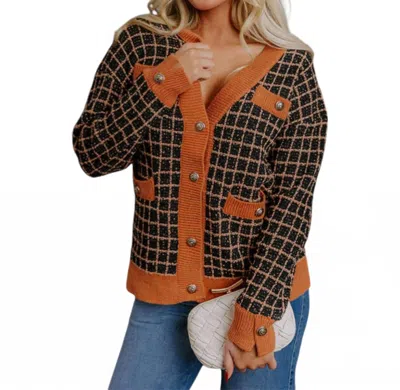 Fate Checkered Cardigan In Black In Multi