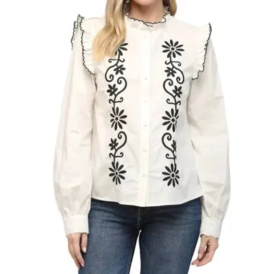 Fate Chehalis Embroidered Blouse In Neutral