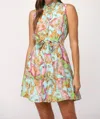 Fate Chic Destiny Chain Print Sleeveless Dress In Aqua/green/pink In Multi