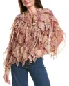Fate Chiffon Cascading Ruffle Shirt In Pink