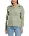 Fate Collared Split Neck Sweater In Green