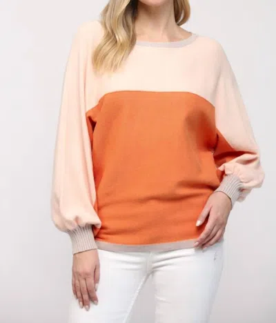Fate Color Block Crew Neck Sweater In Orange
