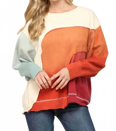 Fate Color Block Oversized Sweatshirt In Multi In Orange