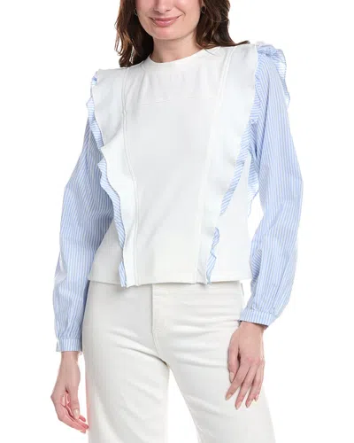 Fate Contrast Poplin Top In White