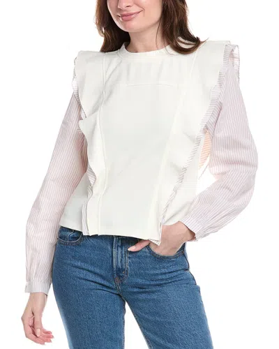 Fate Contrast Poplin Top In White