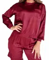 Fate Contrast Ribbed Satin Top In Maroon In Red