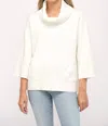 Fate Contrast Satin Cowl Neck Sweater In Cream In White