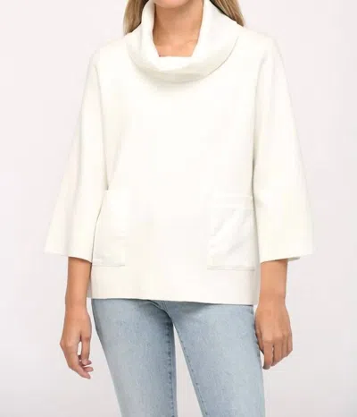 Fate Contrast Satin Cowl Neck Sweater In Cream In White