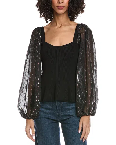 Fate Contrast Sheer Top In Black