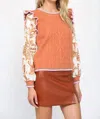 Fate Contrast Sleeve Knit Sweater In Camel In Brown