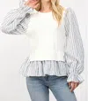 Fate Contrast Stipe Sweater In Blue/white In Blue