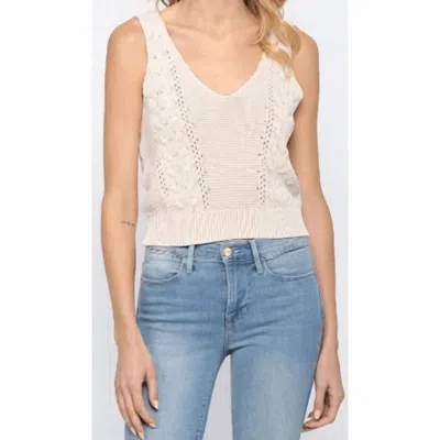 Fate Cotton Aran Cable Knit Tank Top In Natural In Pink