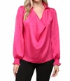 Fate Cowl Neck Satin Blouse In Fuchsia In Pink