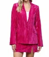 Fate Crinkle Velvet Blazer In Hot Pink In Pink