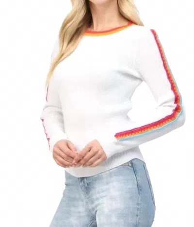 Fate Crochet Trimmed Waffle Knit Top In White
