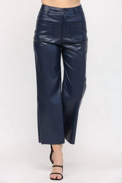 Fate Cropped Faux Leather Pants In Midnight