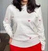 Fate Cross-stitch Heart Pullover Sweater In Cream In White