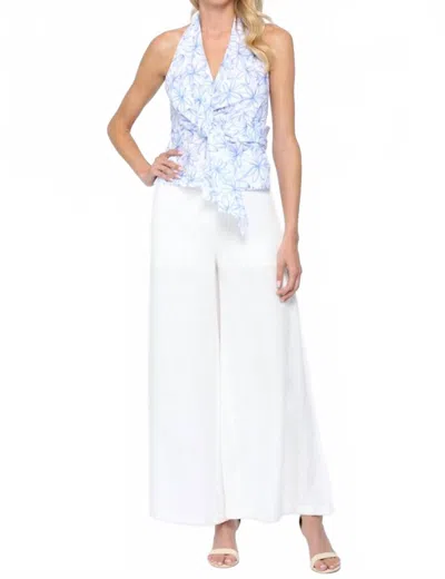 Fate Daisy Halter Top In Blue/white