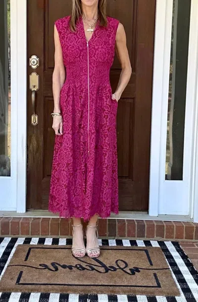 Fate Daphne Lace Dress In Hot Pink In Burgundy