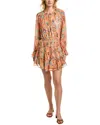 FATE DENIM CHIFFON MINI DRESS