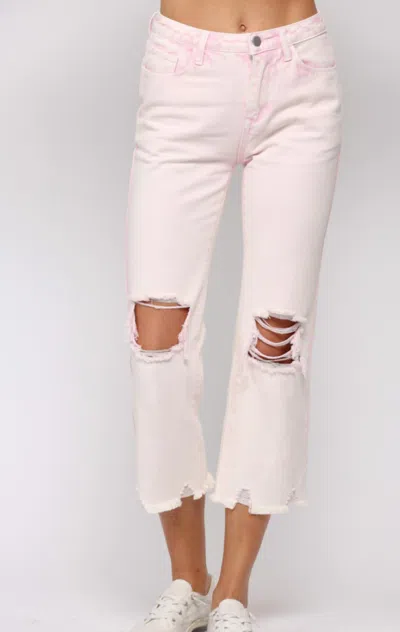 Fate Distressed Denim In Washed Pink In White