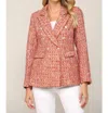 Fate Double Breasted Tweed Jacket In Red Multi In Red