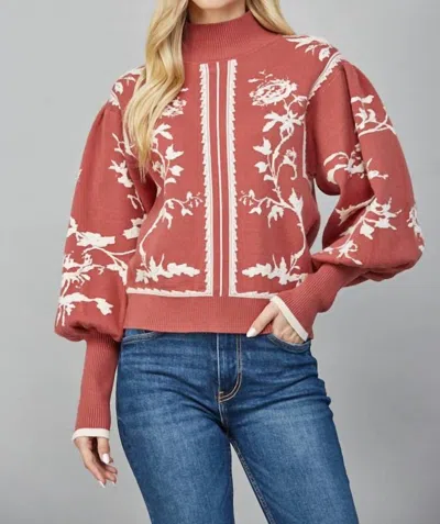 Fate Dramatic Balloon Sleeve Mock Neck Sweater In Red Bean In Brown
