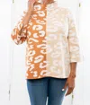 Fate Easy To Love Cheetah Sweater In Rust Color Block In Neutral
