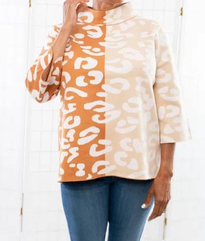 Fate Easy To Love Cheetah Sweater In Rust Color Block In Neutral