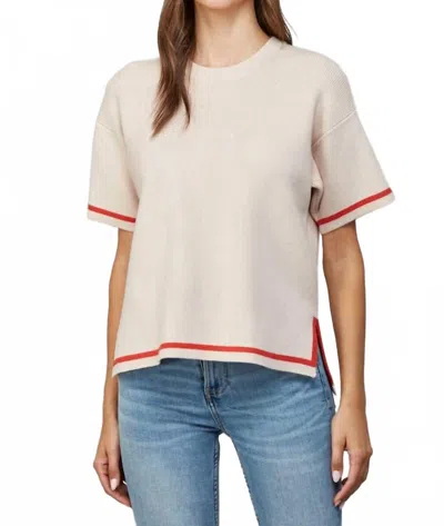Fate Edge Contrast Trim Sweater Tee In Beige In Neutral