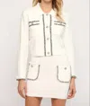 FATE ELLE TRIM KNITTED JACKET IN CREAM