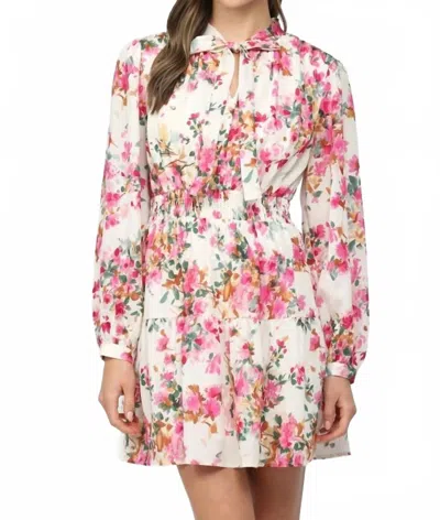 Fate Elvia Dress In Cream/ Fuchsia In Pink