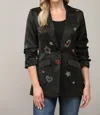 Fate Embellished Scrunch Sleeve Blazer In Black In Black